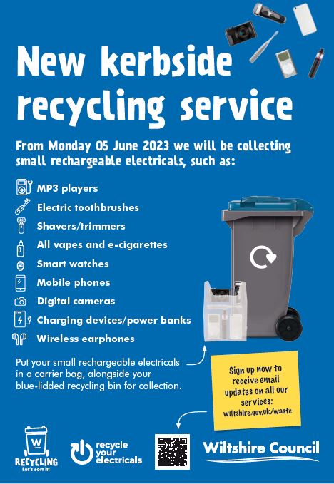 New kerbside collections of small rechargeable electricals - Wiltshire Council